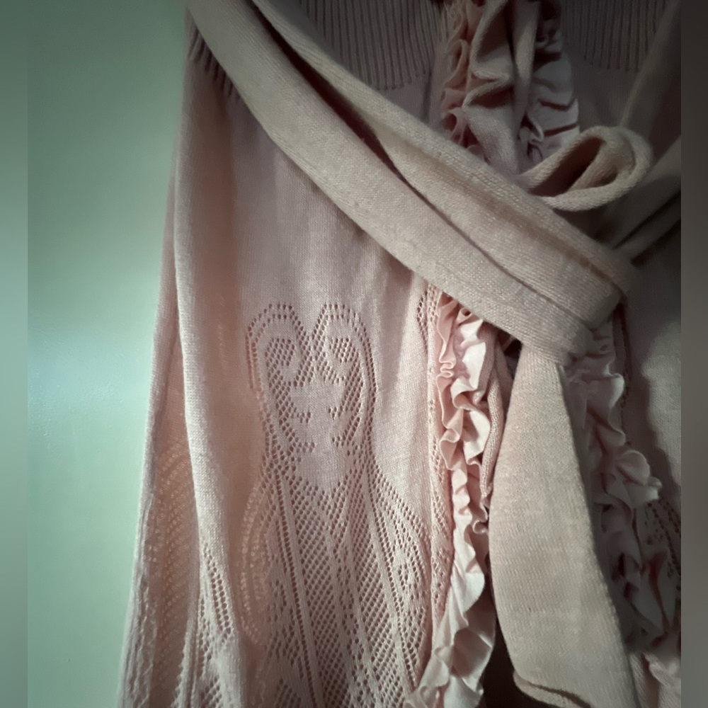 CUPIO Ruffled Knit Cardigan - Light Pink - Picture 6 of 7
